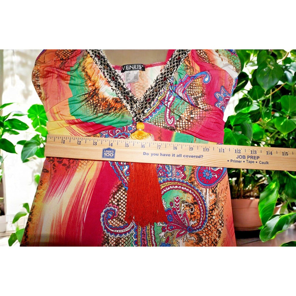 Venus Colorful Boho Style Sleeveless Top with Tassel Detail – Vibrant Multicolor - Picture 11 of 15